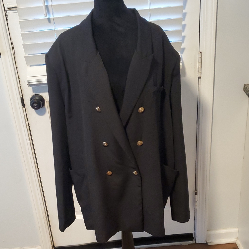 PrettyLittleThing Black Blazer with Gold Accents
